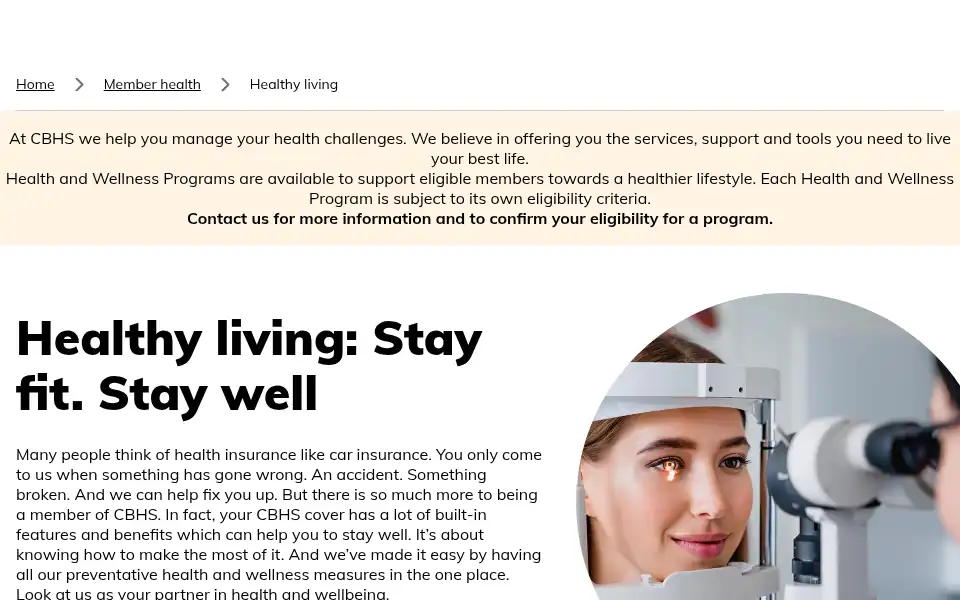 Screenshot of cbhs.com.au