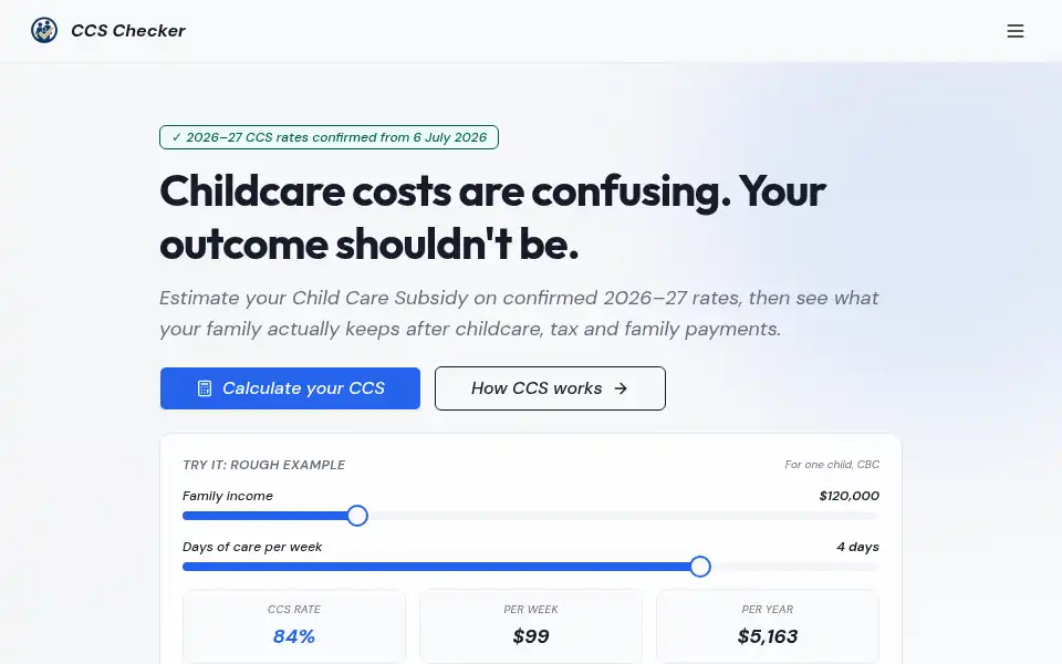 Screenshot of ccschecker.com.au