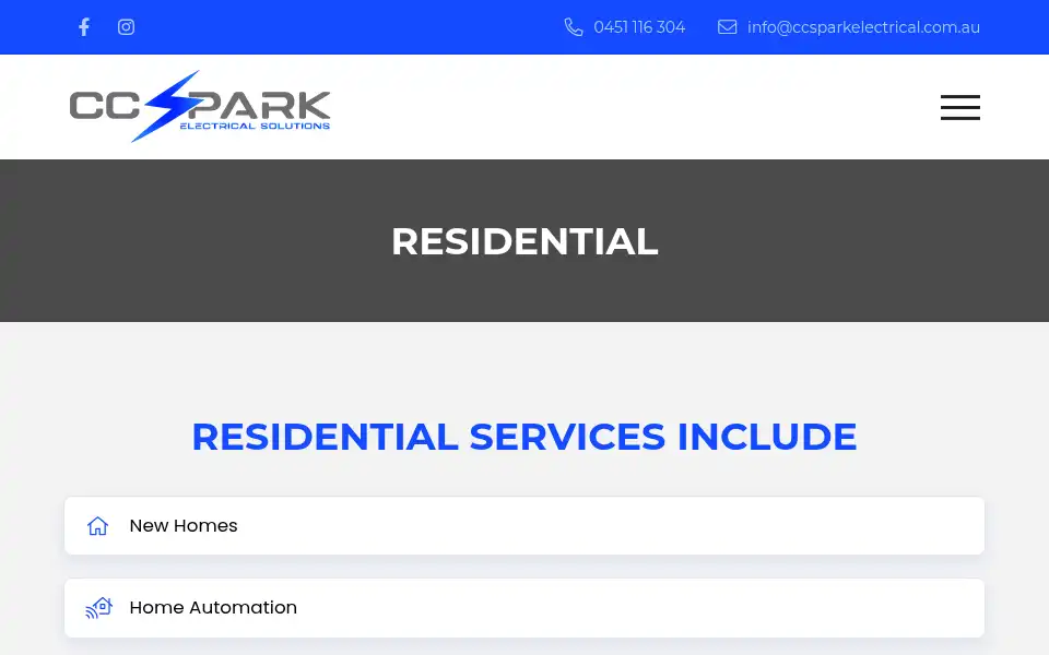Screenshot of ccsparkelectricalsolutions.com.au