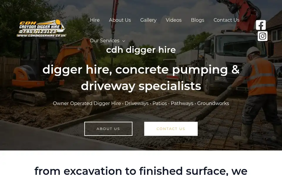 Screenshot of cdhdiggerhire.co.uk