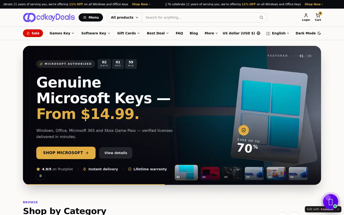 Screenshot of cdkeydeals.com