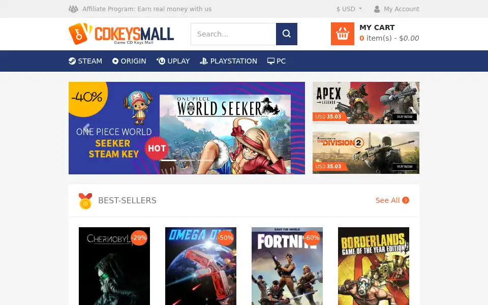 Screenshot of cdkeysmall.com