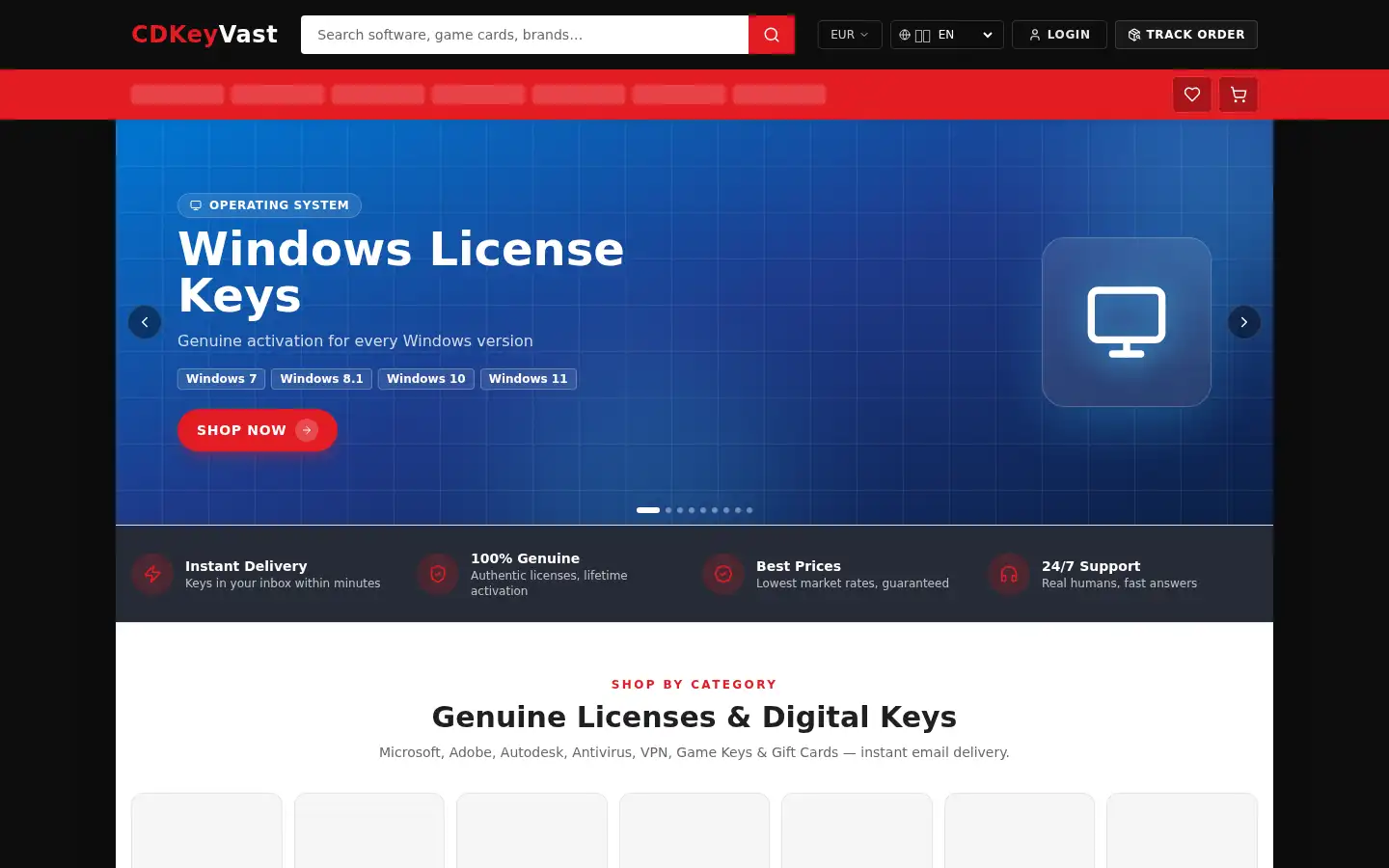 Screenshot of cdkeyvast.com