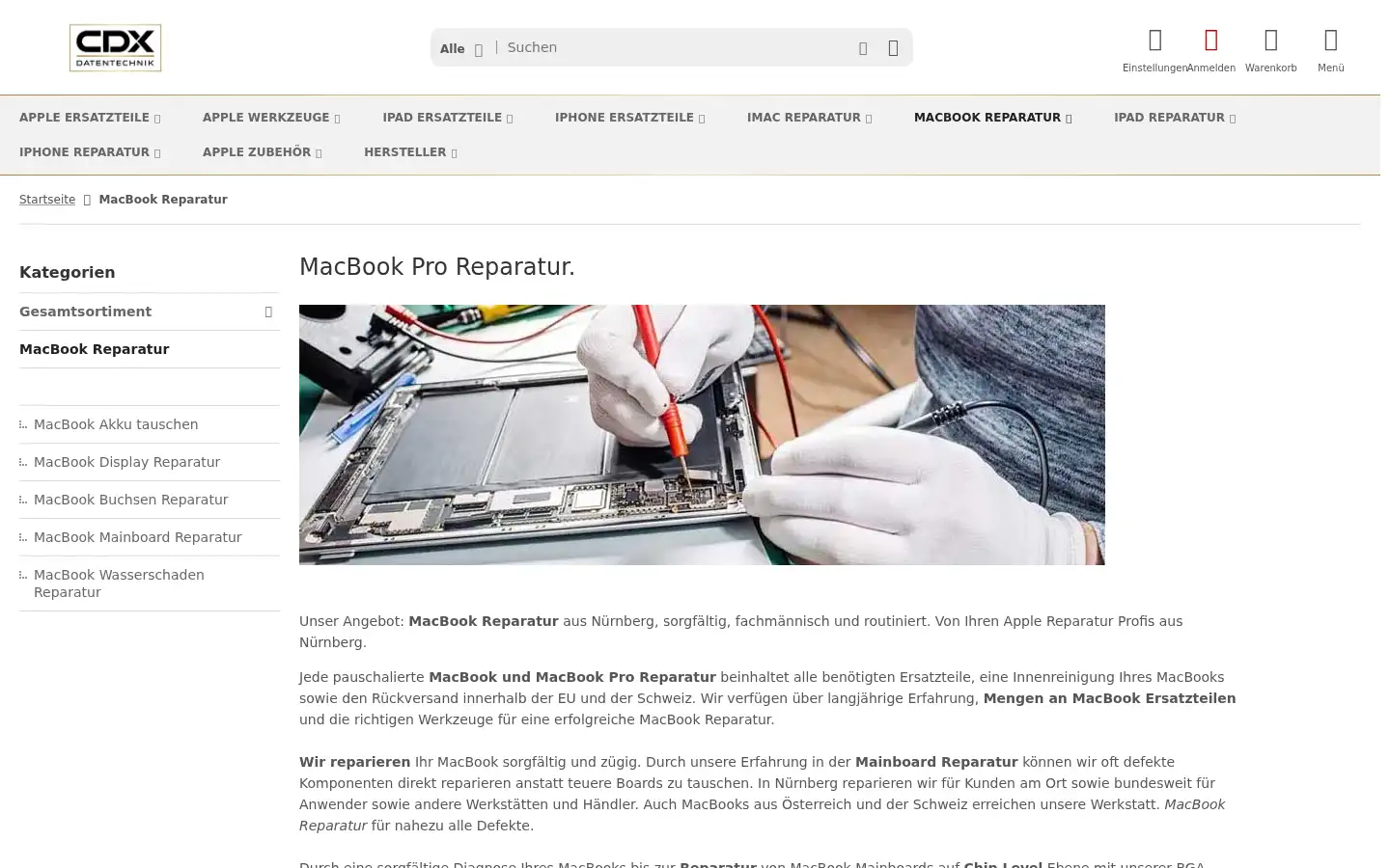 Screenshot of cdx.de