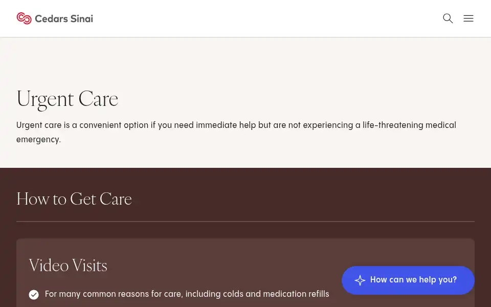 Screenshot of cedars-sinai.org