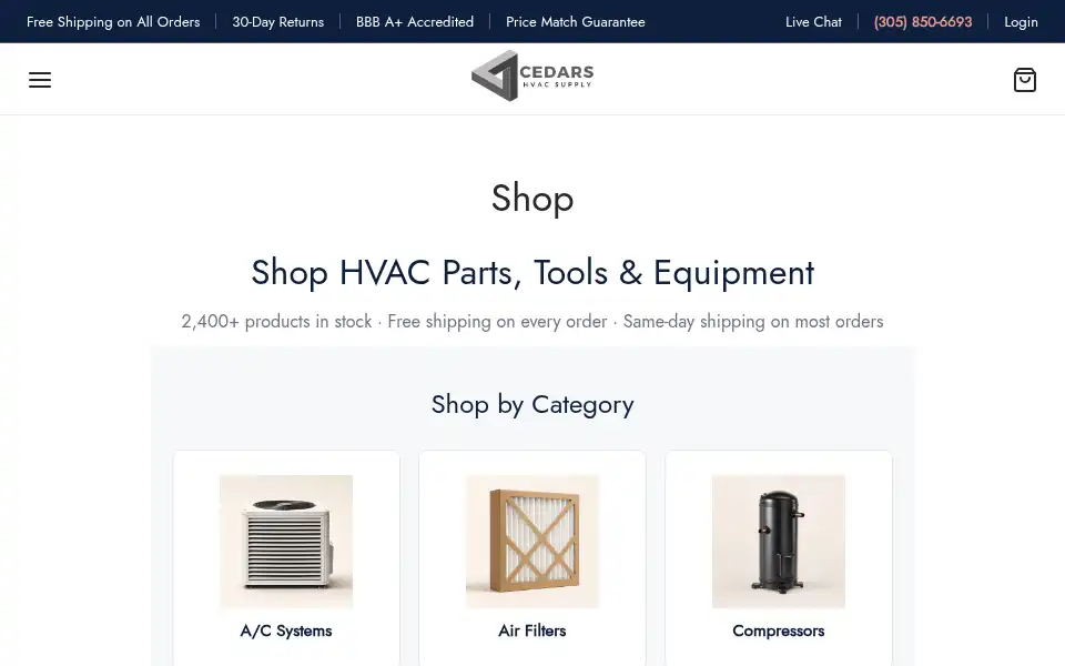 Screenshot of cedarshvac.com