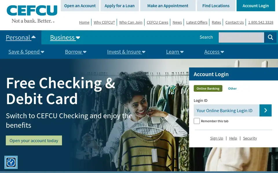 Screenshot of cefcu.com