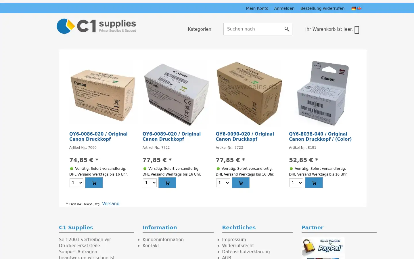 Screenshot of ceins.de