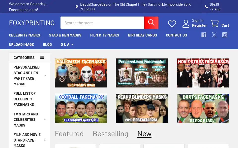 Screenshot of celebrity-facemasks.com