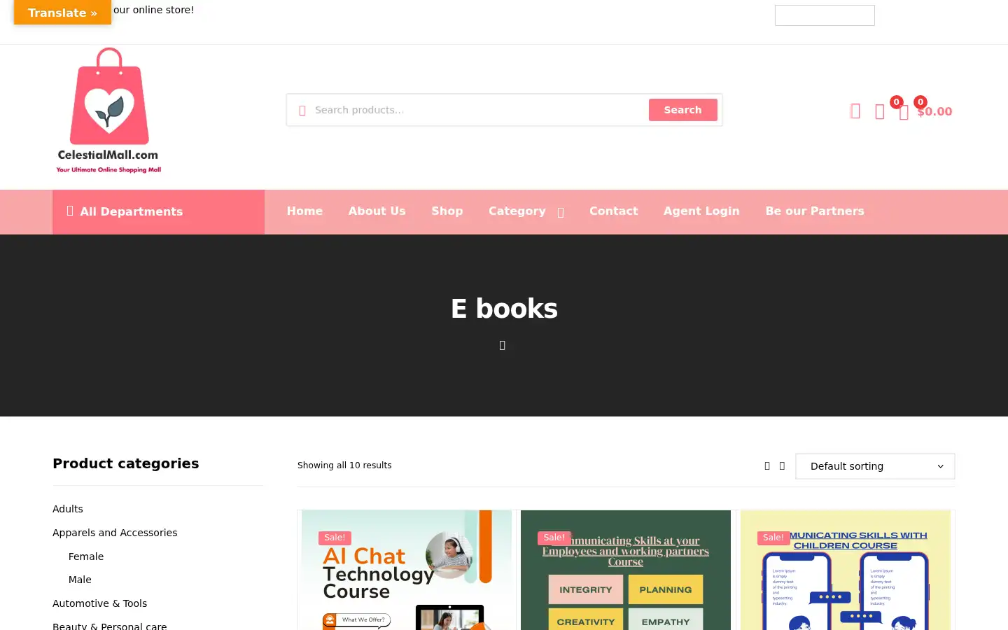 Screenshot of celestialmall.com