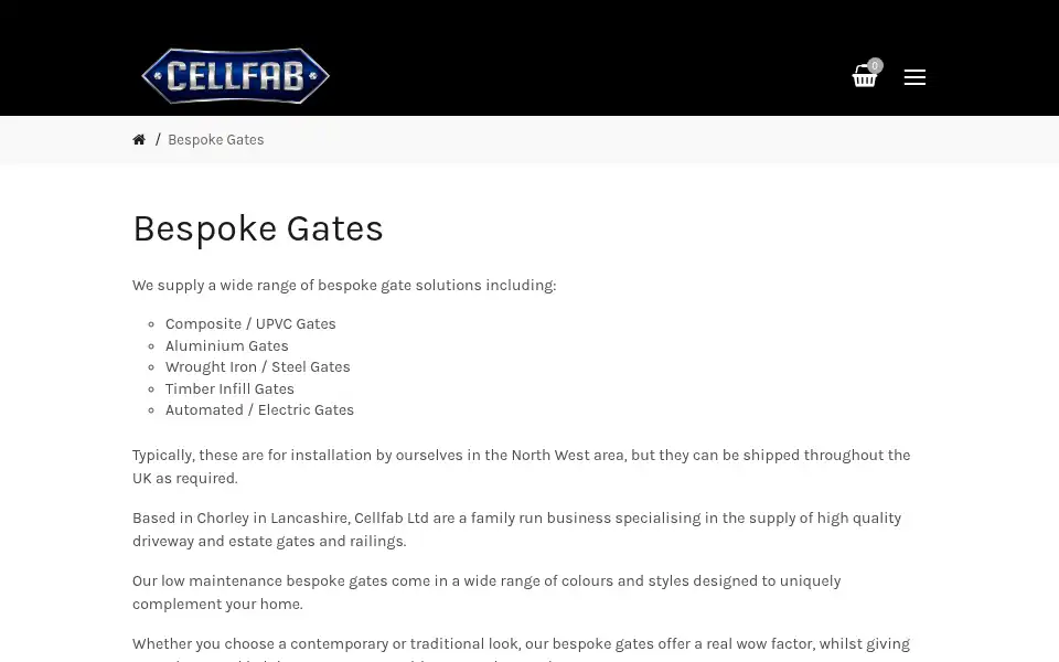 Screenshot of cellfabgates.co.uk