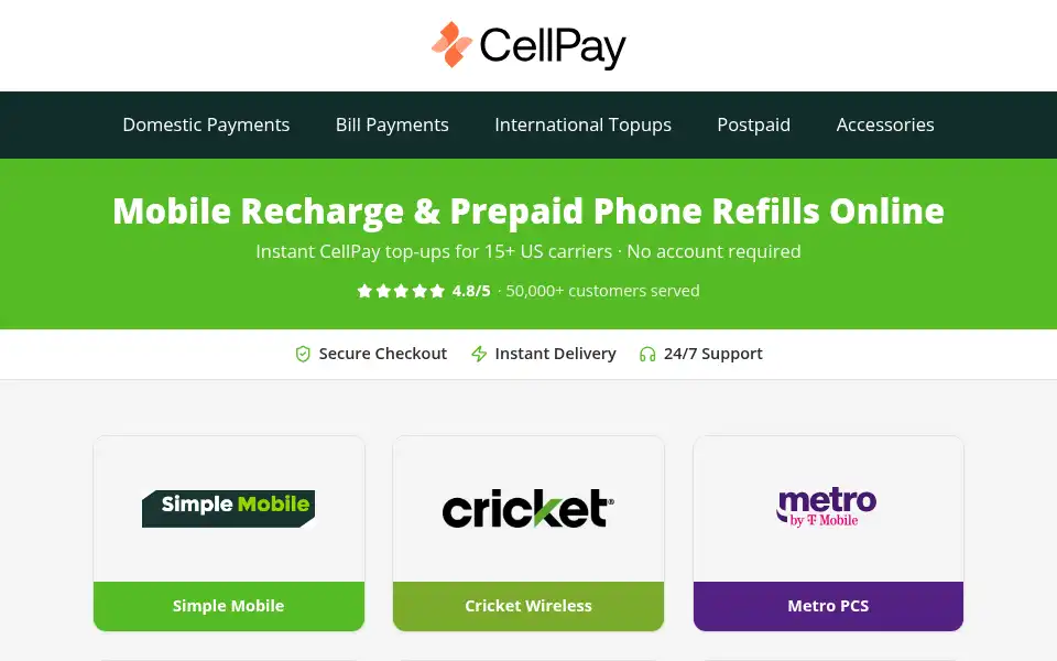 Screenshot of cellpay.us