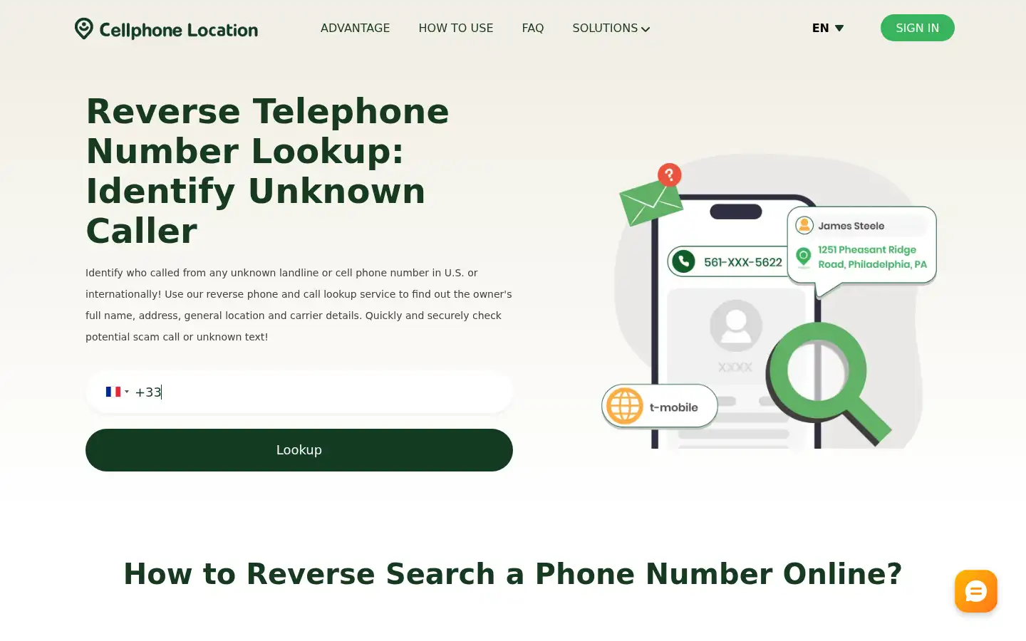 Screenshot of cellphonelocation.net