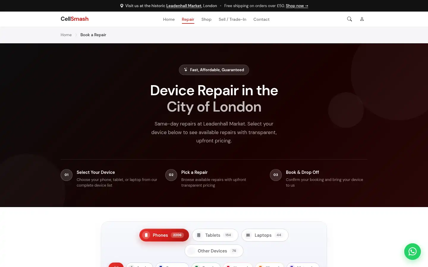 Screenshot of cellsmash.com