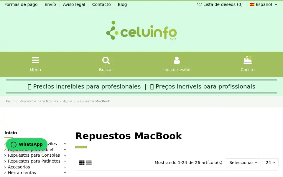 Screenshot of celuinfo.com