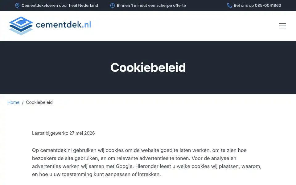 Screenshot of cementdek.nl