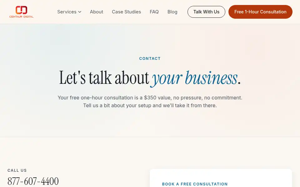 Screenshot of centaurdigitalcorp.com