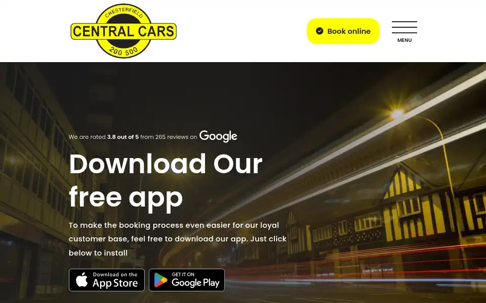 Screenshot of centralcarschesterfield.co.uk
