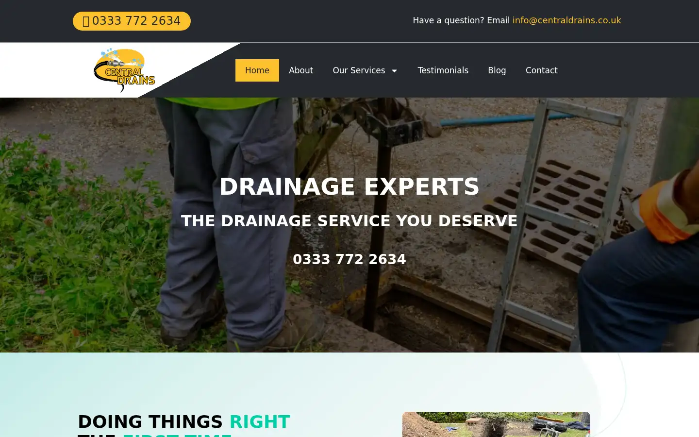 Screenshot of centraldrains.co.uk