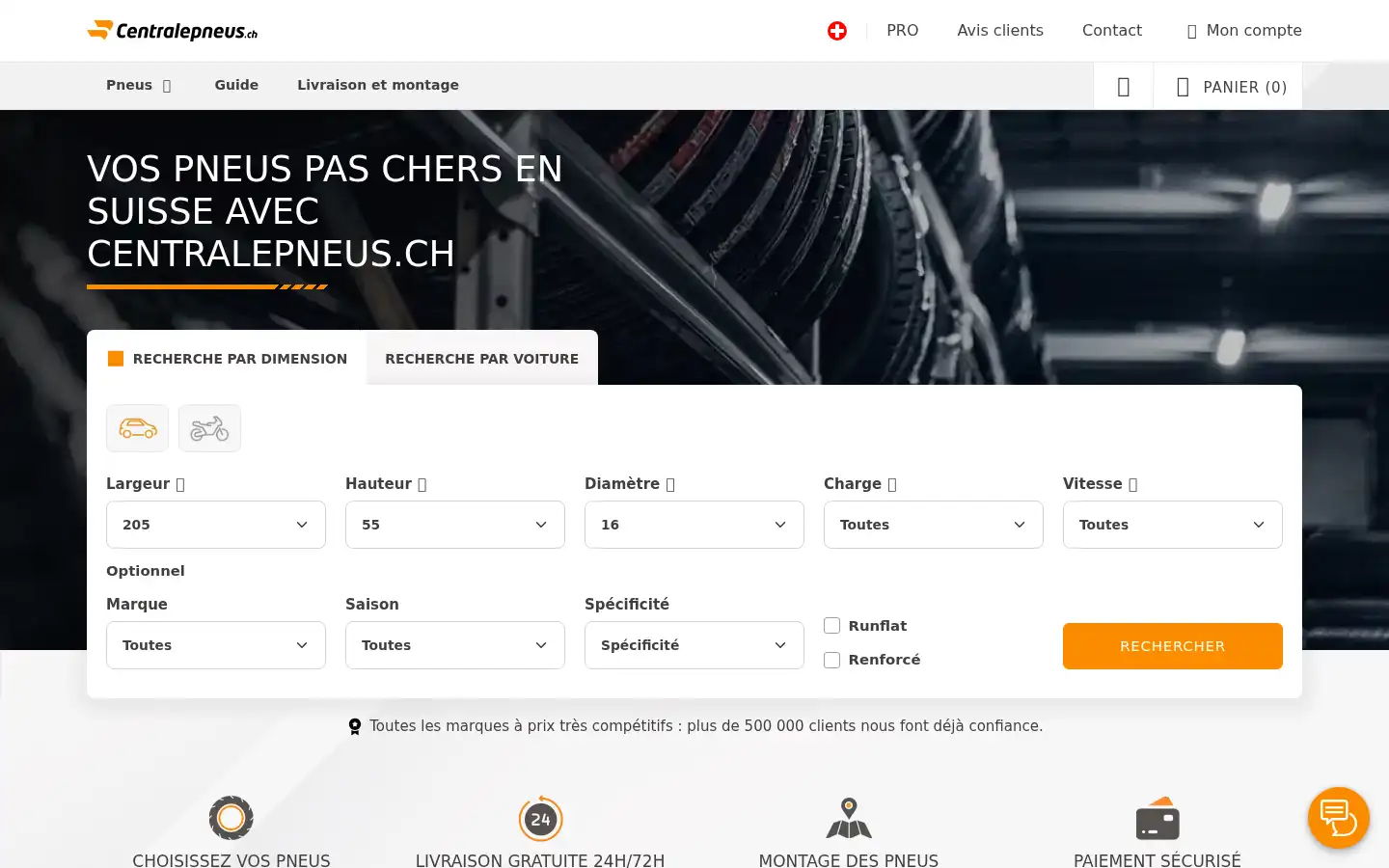 Screenshot of centralepneus.ch