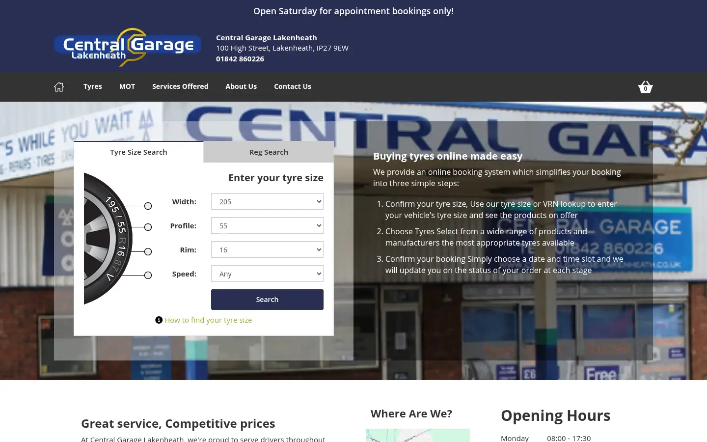 Screenshot of centralgarage-lakenheath.co.uk
