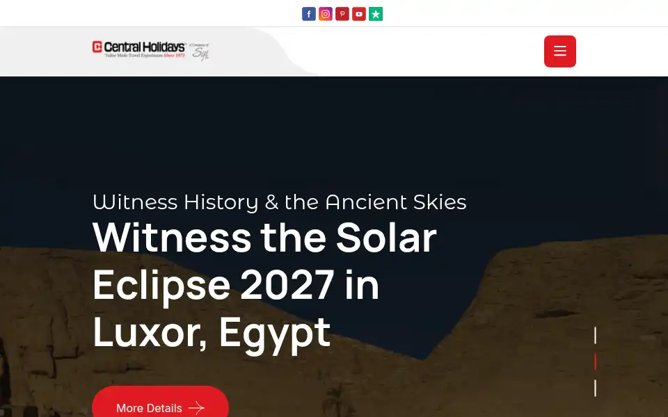 Screenshot of centralholidays.com