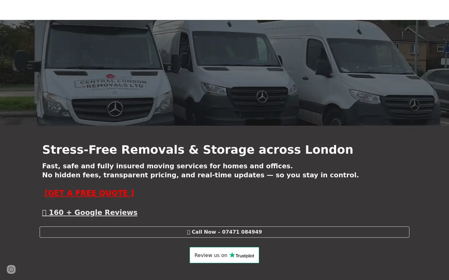Screenshot of centrallondonremovals.com