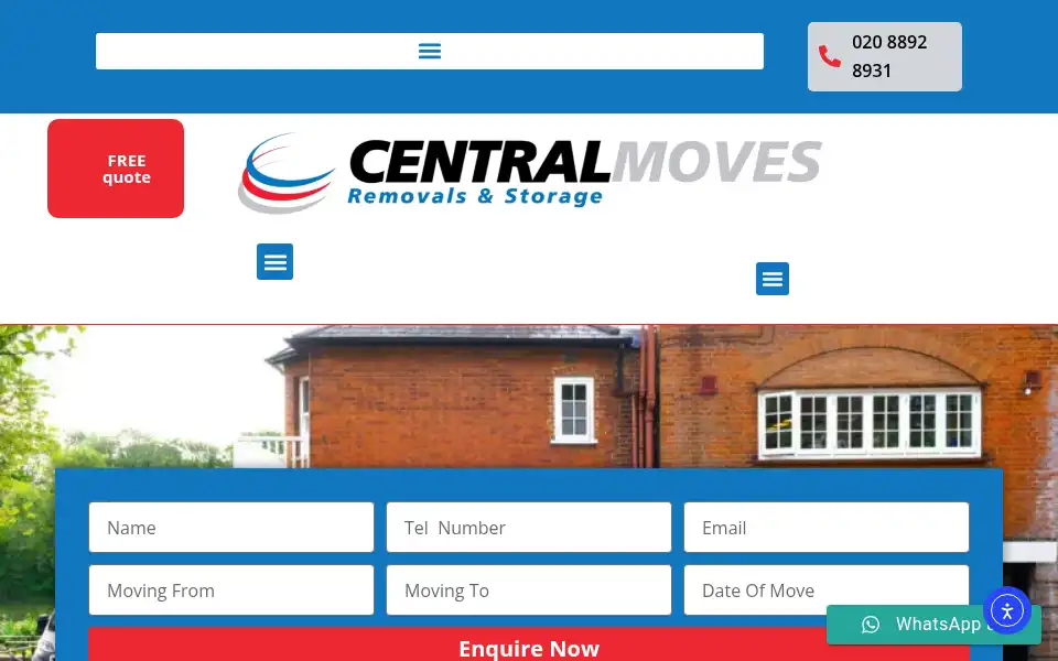 Screenshot of centralmoves.co.uk