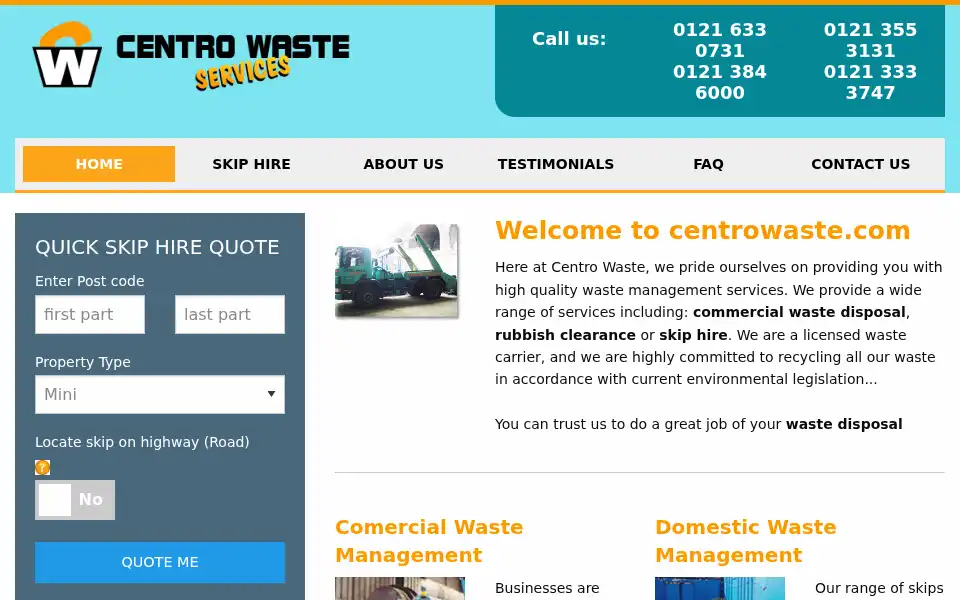 Screenshot of centrowaste.com