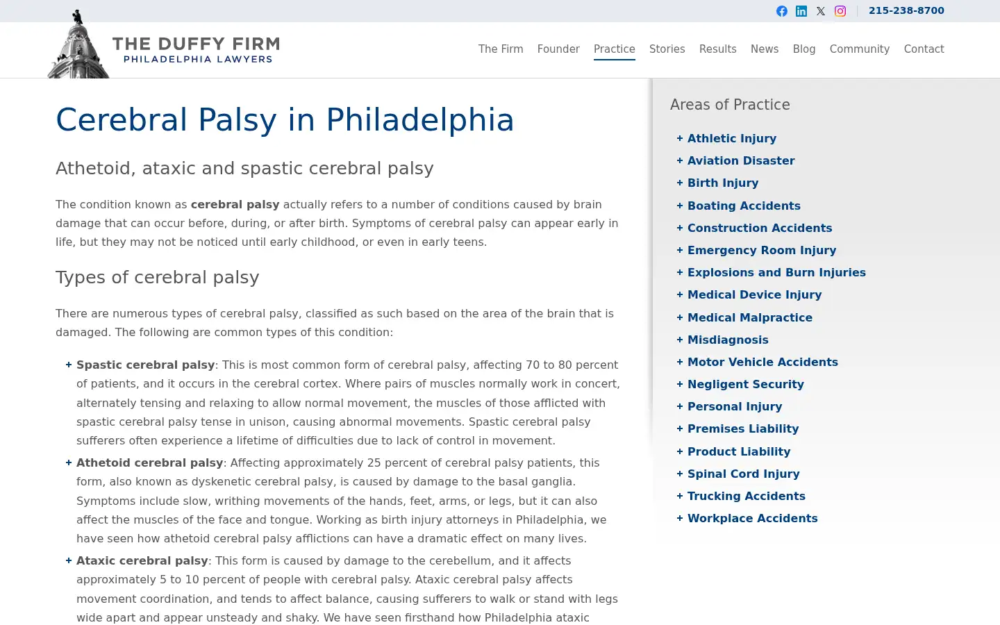 Screenshot of cerebralpalsylawyersphiladelphia.com