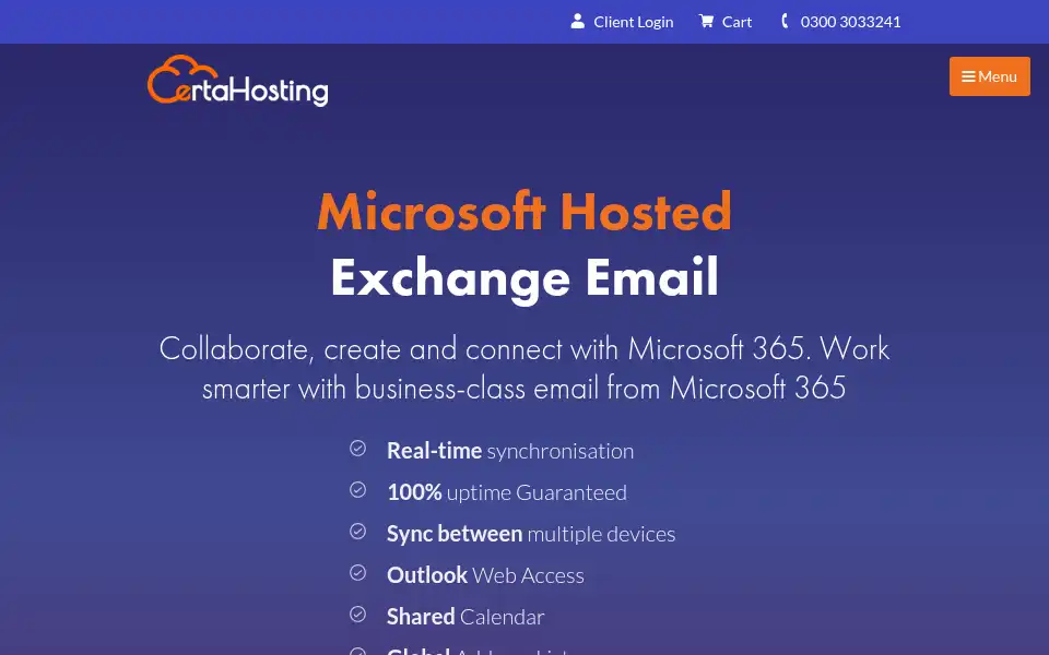 Screenshot of certahosting.co.uk
