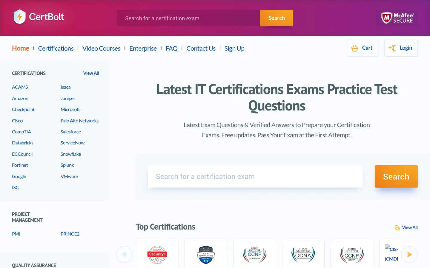 Screenshot of certbolt.com
