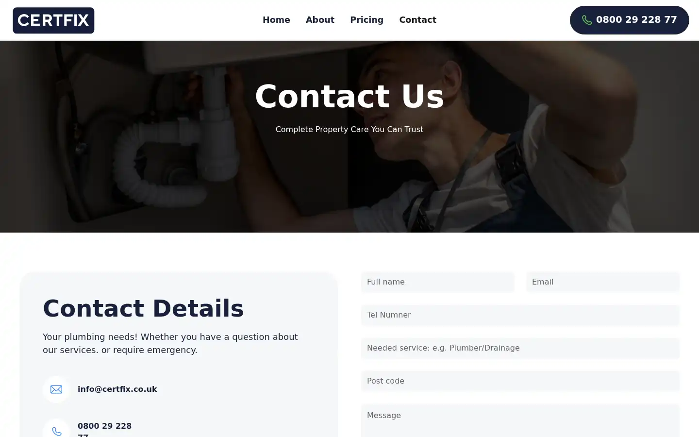 Screenshot of certfix.co.uk