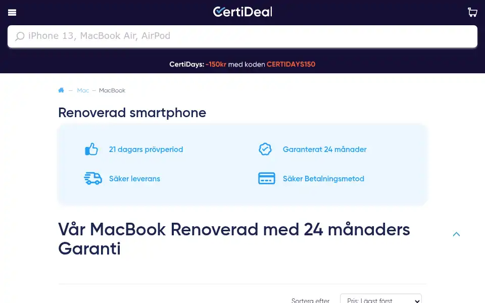 Screenshot of certideal.se