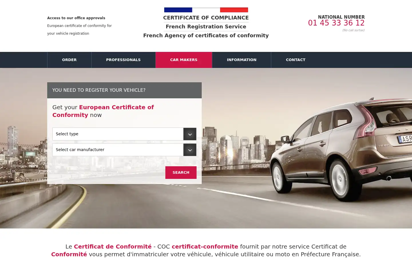 Screenshot of certificat-conformite.com