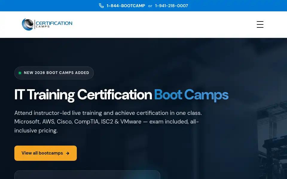 Screenshot of certificationcamps.com