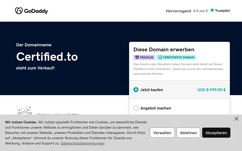 Screenshot of certified.to