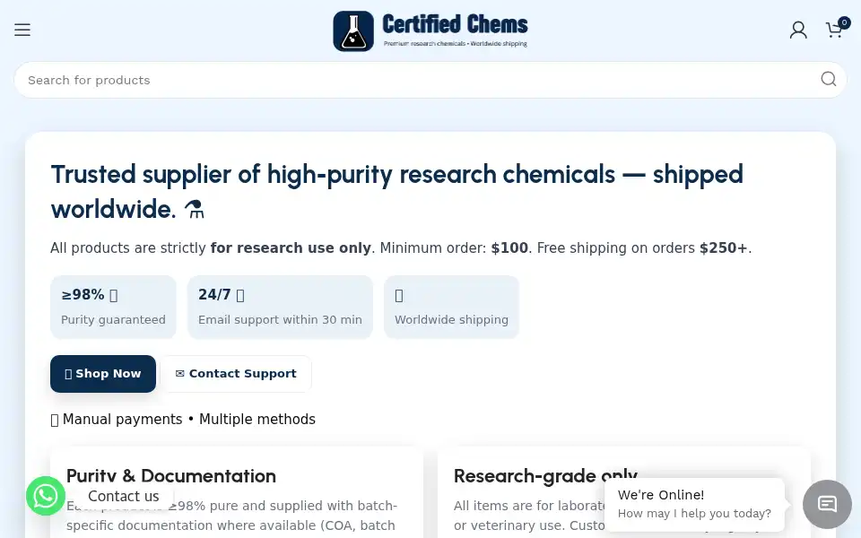 Screenshot of certifiedchems.com