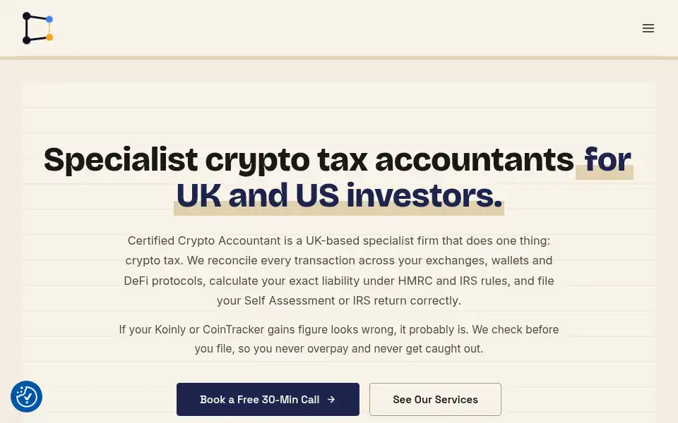 Screenshot of certifiedcryptoaccountant.com