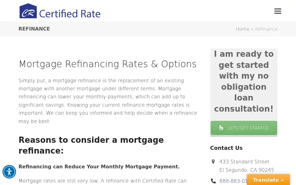Screenshot of certifiedrate.com