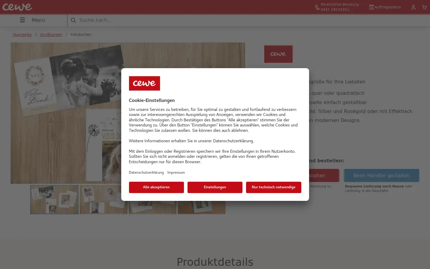 Screenshot of cewe.de