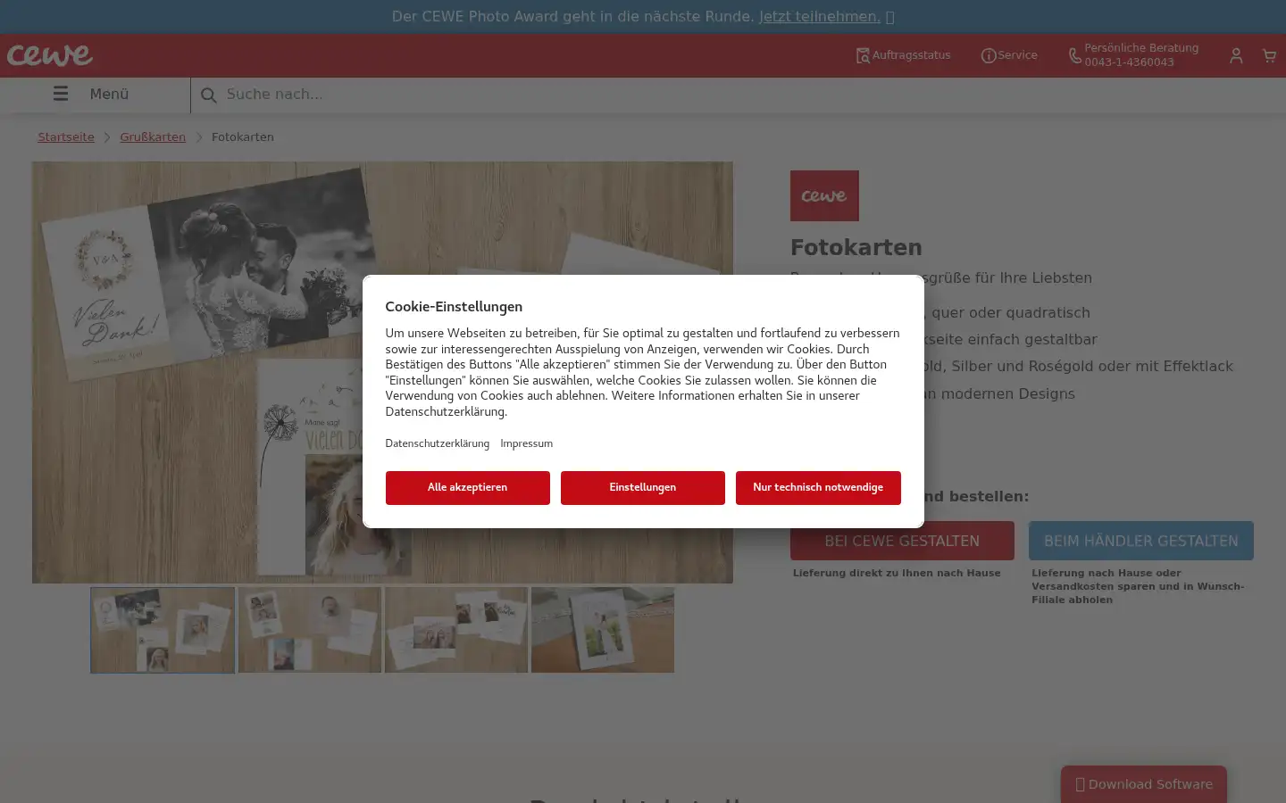 Screenshot of cewe-fotoservice.at