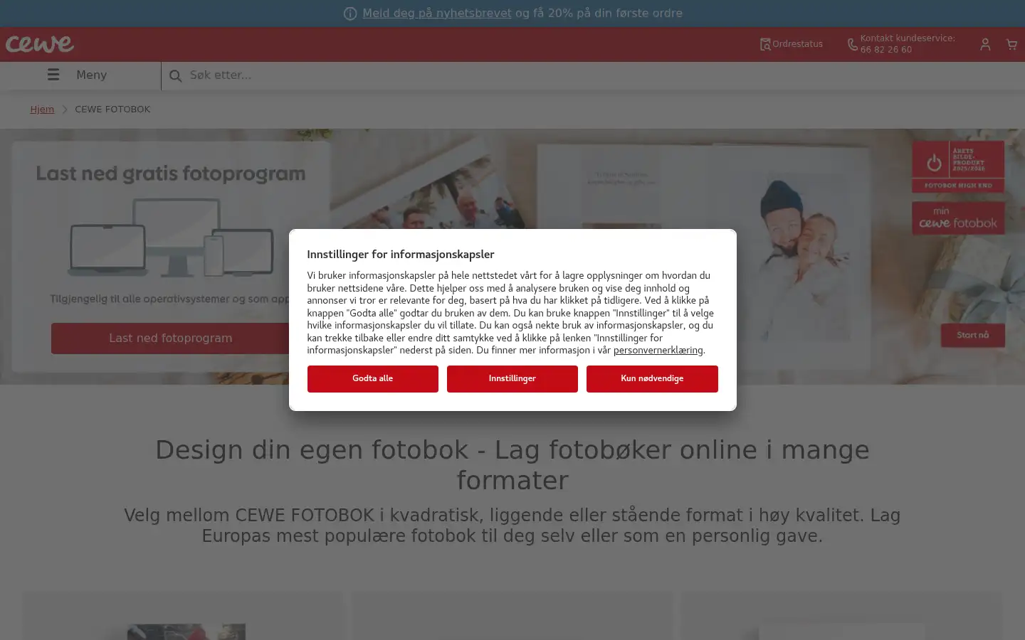 Screenshot of cewe.no