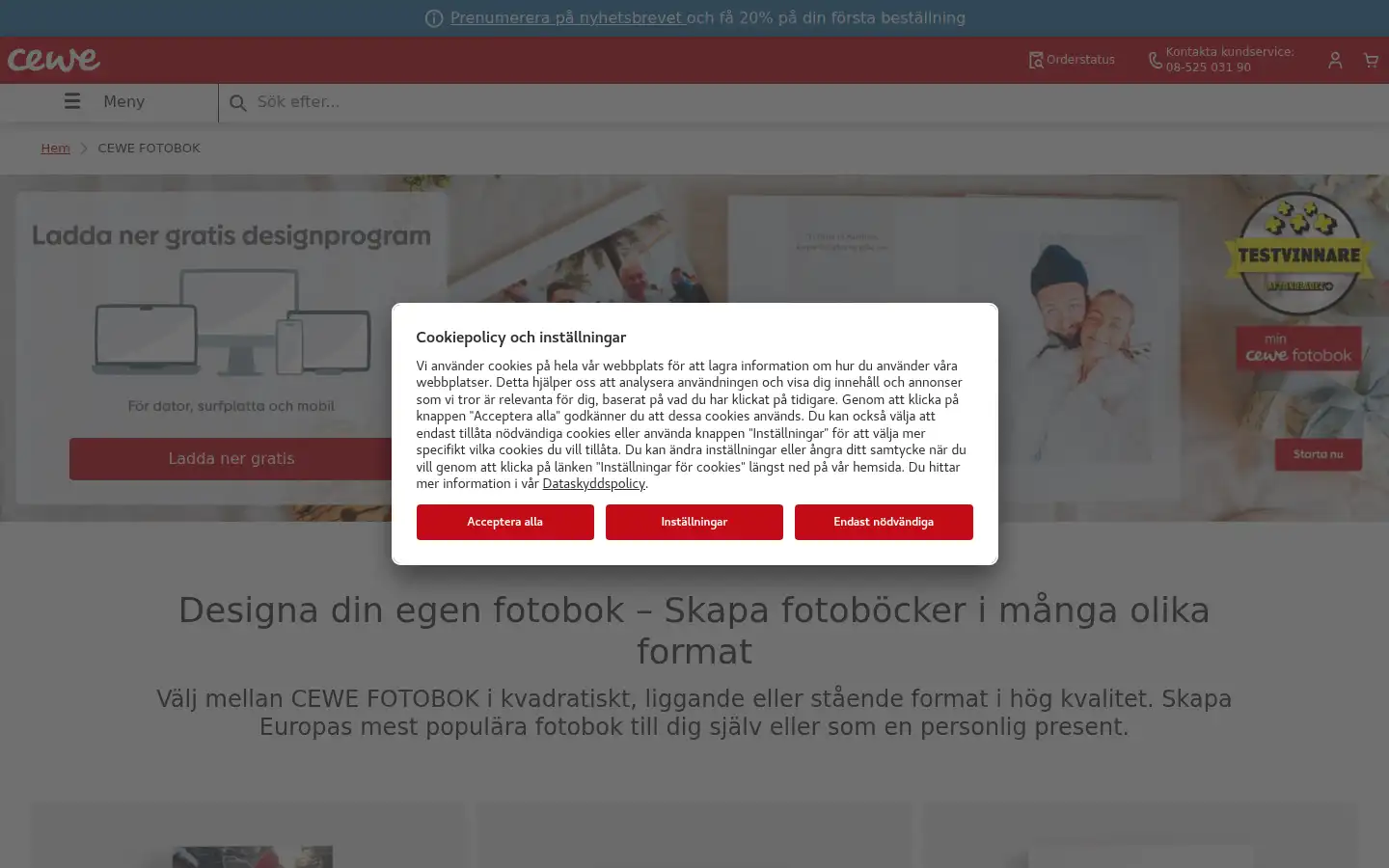 Screenshot of cewe.se