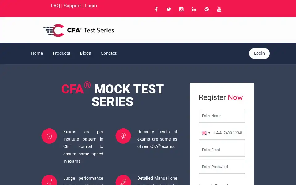 Screenshot of cfatestseries.com