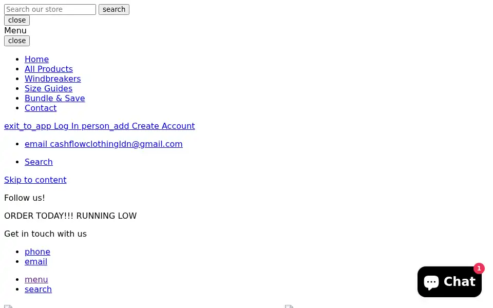 Screenshot of cfclothinglondon.com