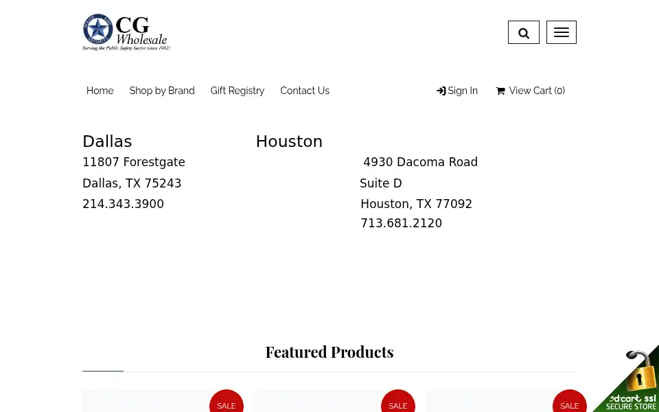 Screenshot of cgwholesale.com