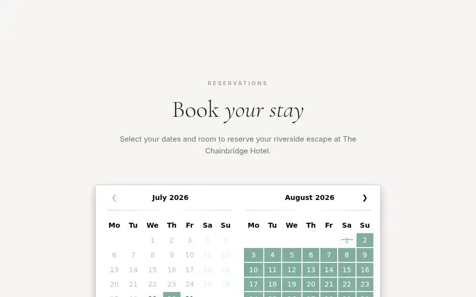 Screenshot of chainbridgehotel.com