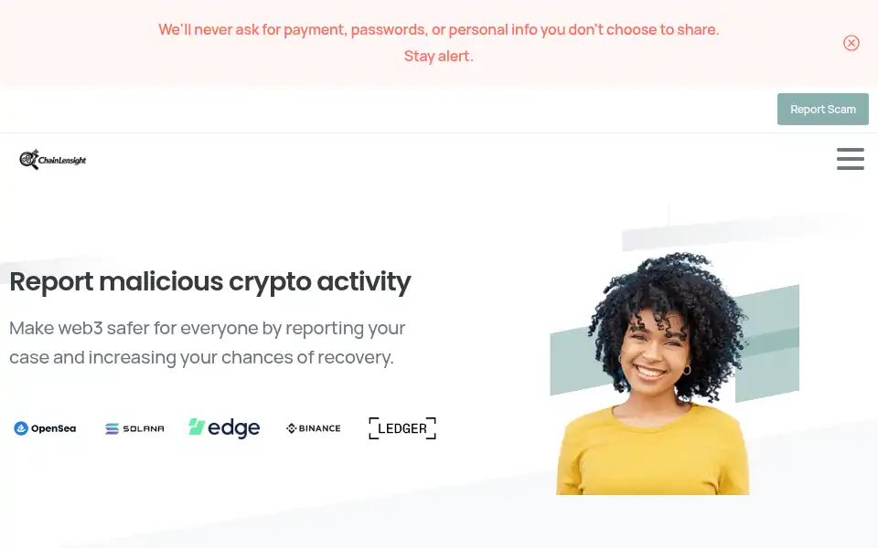 Screenshot of chainlensight.com