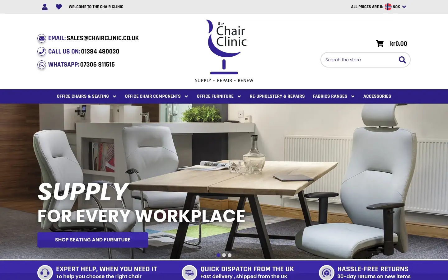 Screenshot of chairclinic.co.uk